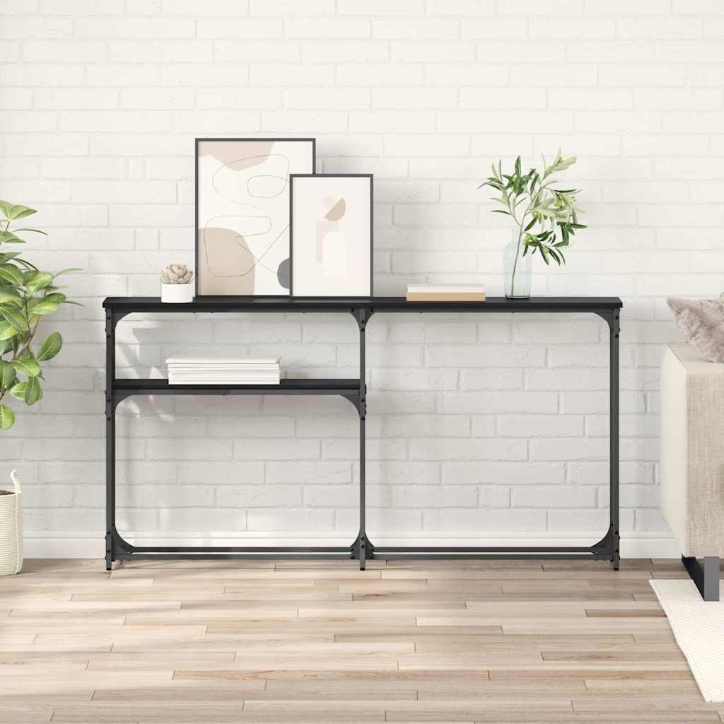 TavoloConsolle Rovere nero 145x22.5x75cm Legno multistrato