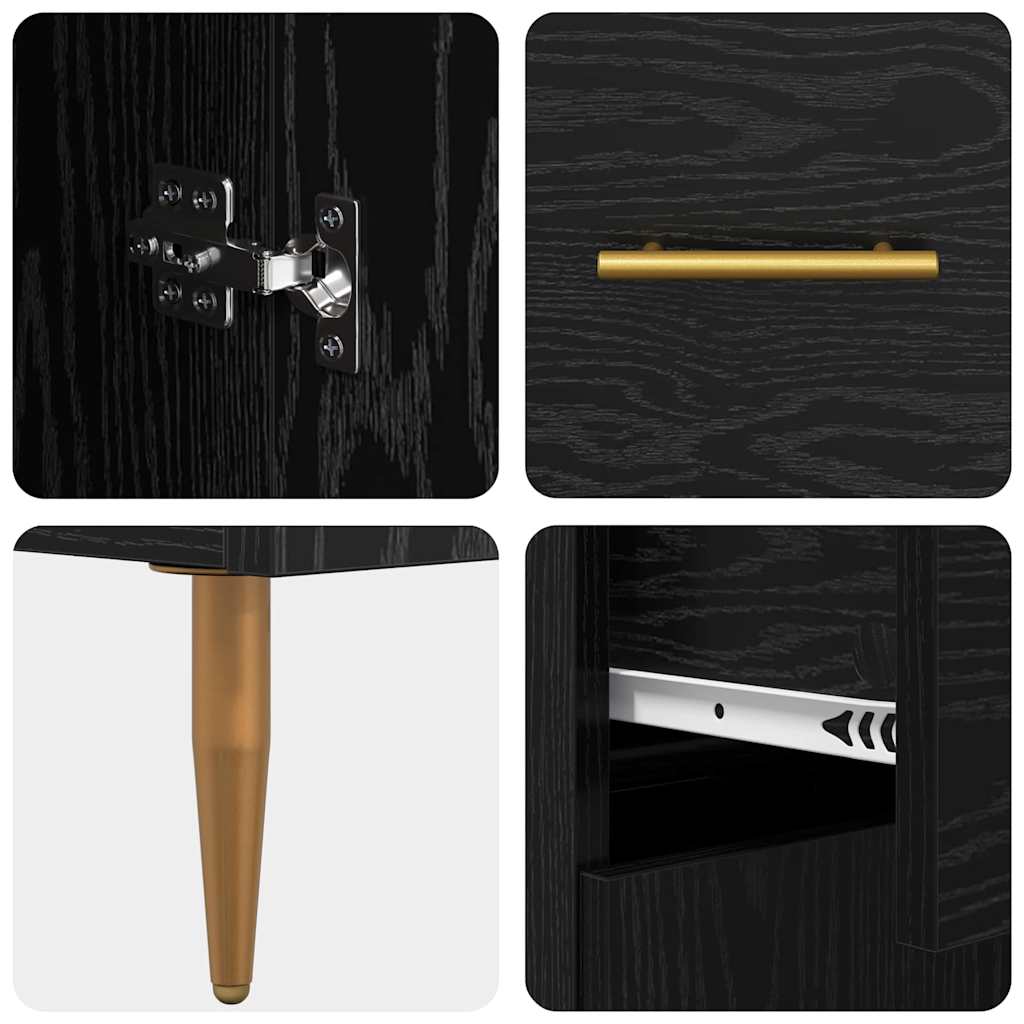 Credenza Rovere Nero 69,5 x 34 x 90 cm Legno multistrato