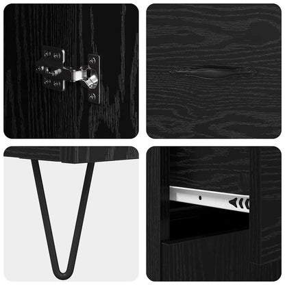 Credenza Rovere Nero 69,5 x 34 x 90 cm Legno multistrato