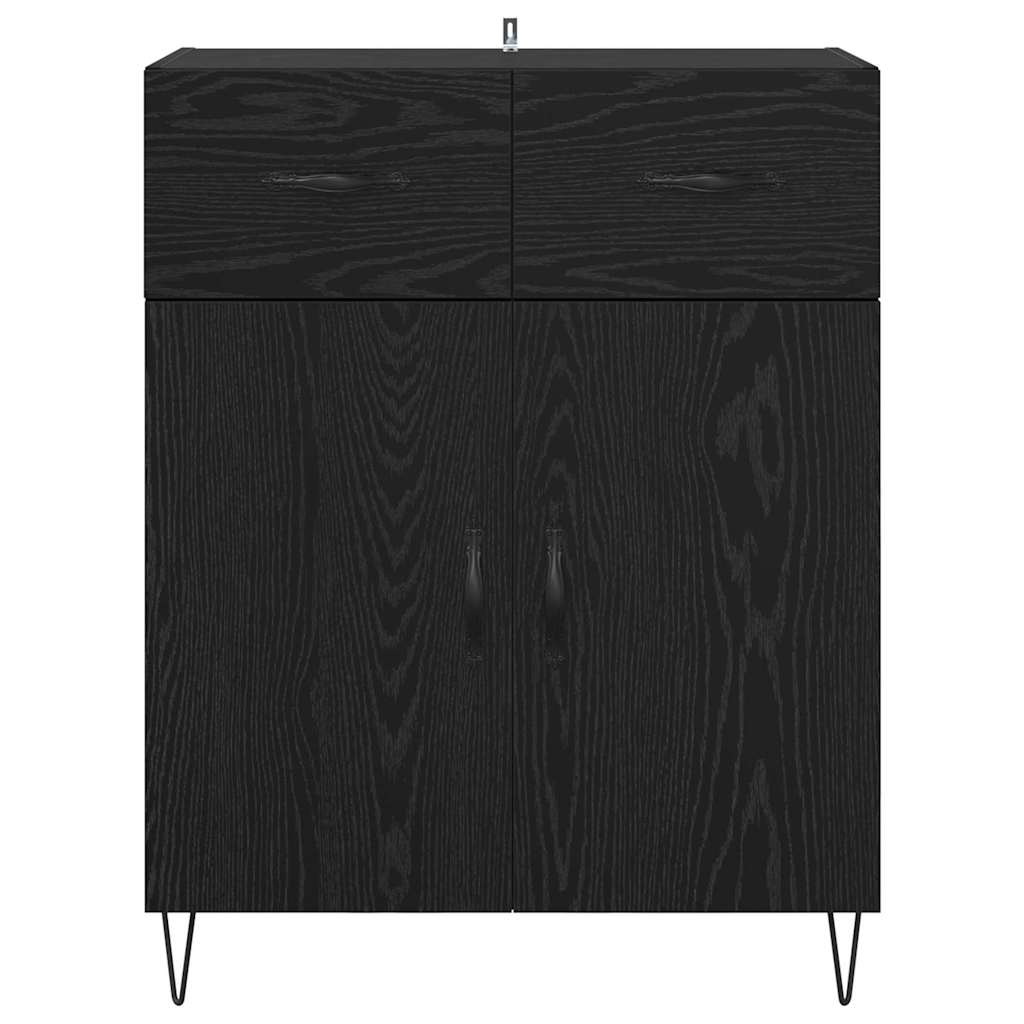 Credenza Rovere Nero 69,5 x 34 x 90 cm Legno multistrato
