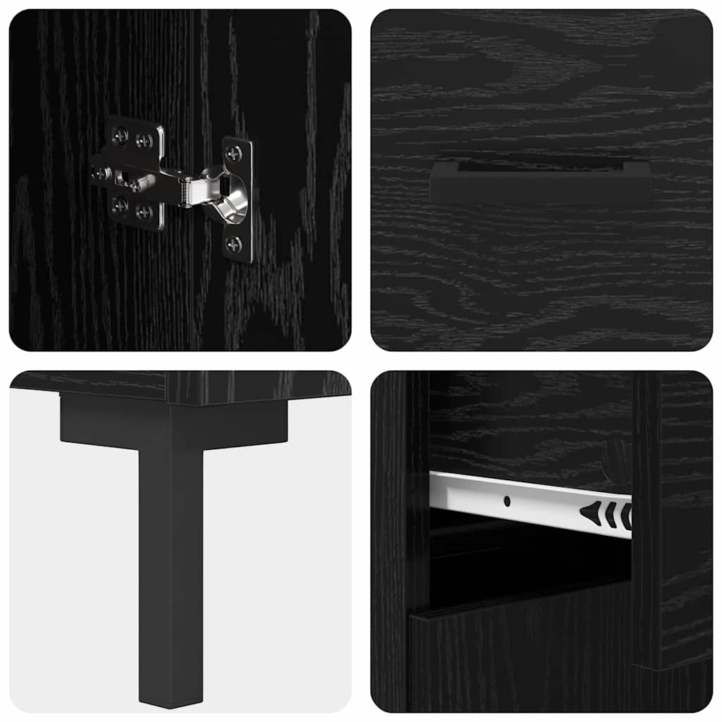 Credenza Rovere Nero 69,5 x 34 x 90 cm Legno multistrato