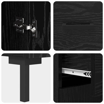 Credenza Rovere Nero 69,5 x 34 x 90 cm Legno multistrato