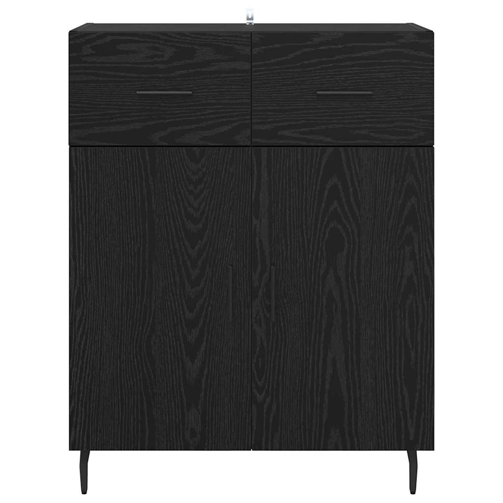 Credenza Rovere Nero 69,5 x 34 x 90 cm Legno multistrato