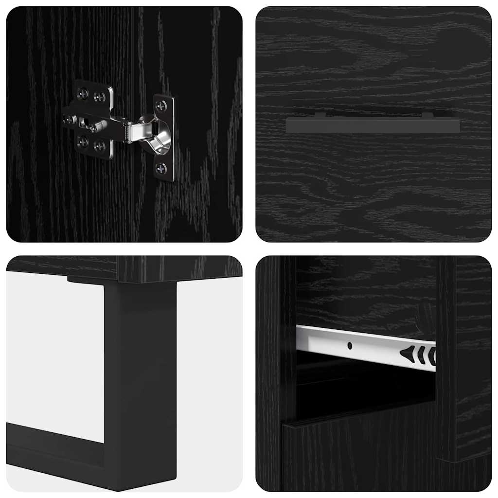Credenza Rovere Nero 69,5 x 34 x 90 cm Legno multistrato