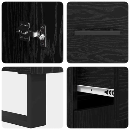Credenza Rovere Nero 69,5 x 34 x 90 cm Legno multistrato