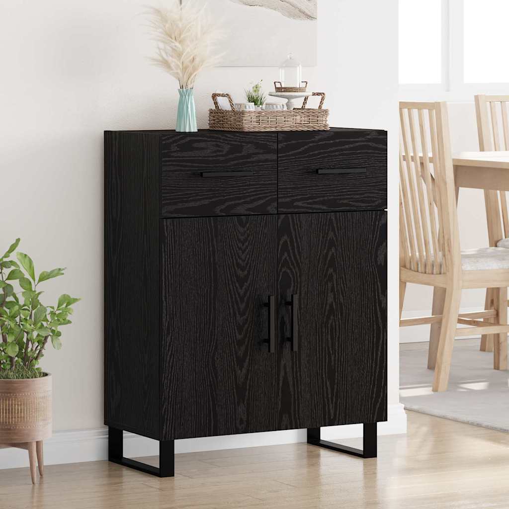 Credenza Rovere Nero 69,5 x 34 x 90 cm Legno multistrato