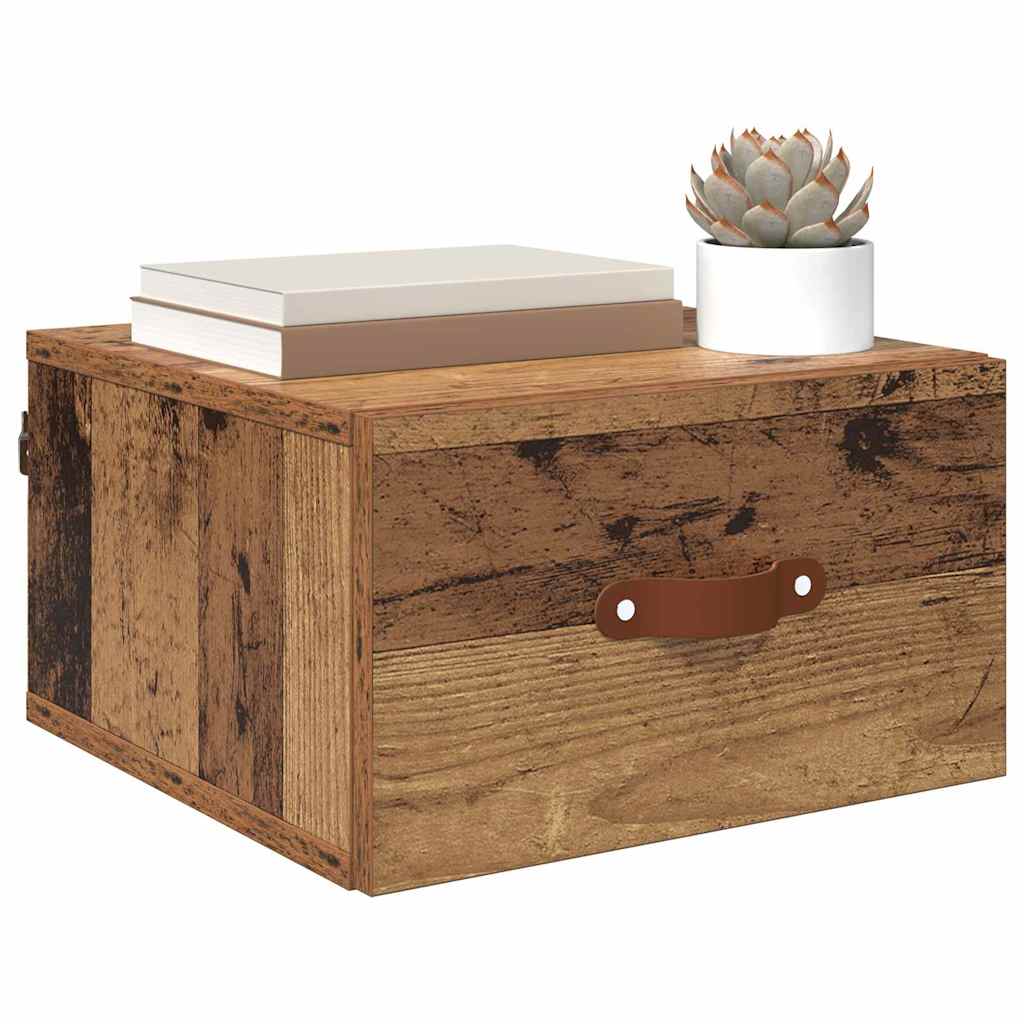 Mobiletto da comodino a parete Legno vecchio 35 x 35 x 20 cm | homemem39