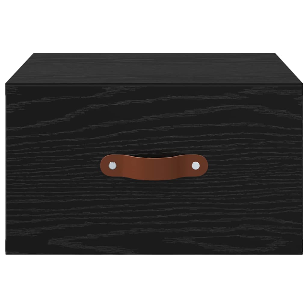 Mobiletto da comodino a parete Rovere Nero 35 x 35 x 20 cm | homemem39