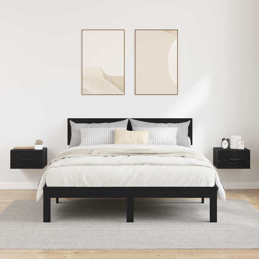 Armadio da Notte con cassetto 2 pcs Rovere nero 35 x 35 x 20 cm