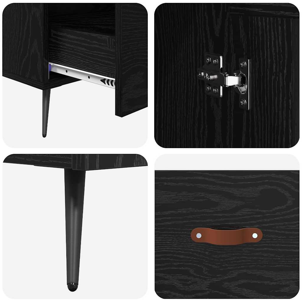 Credenza con cassetto Rovere Nero 69,5 x 31 x 115 cm