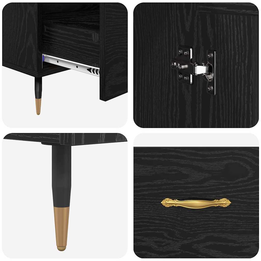 Credenza Rovere Nero 69,5 x 31 x 115 cm Legno multistrato