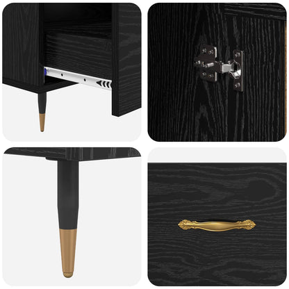 Credenza Rovere Nero 69,5 x 31 x 115 cm Legno multistrato | homemem39