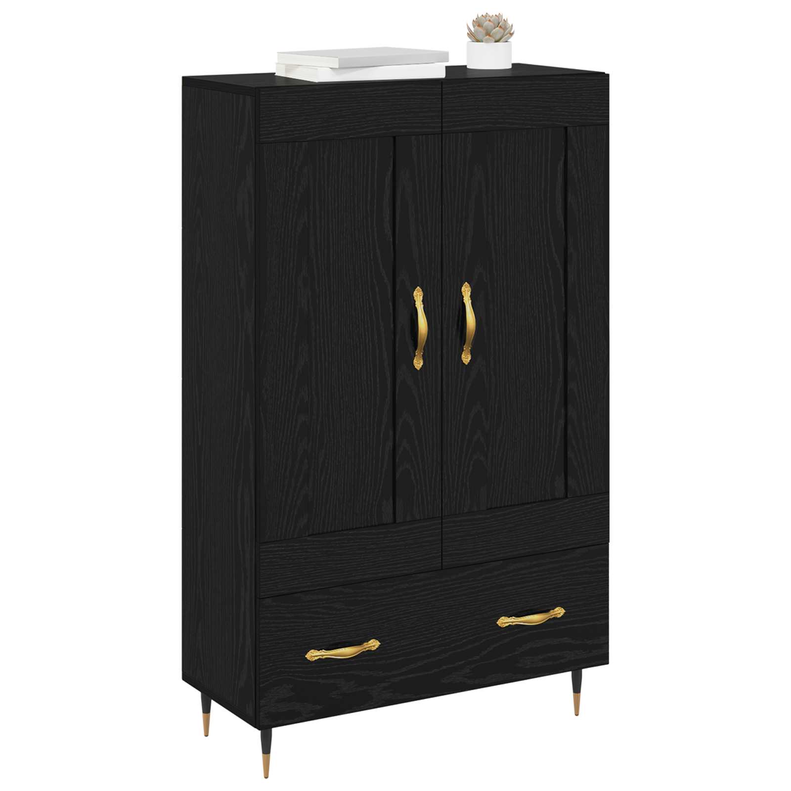 Credenza Rovere Nero 69,5 x 31 x 115 cm Legno multistrato | homemem39