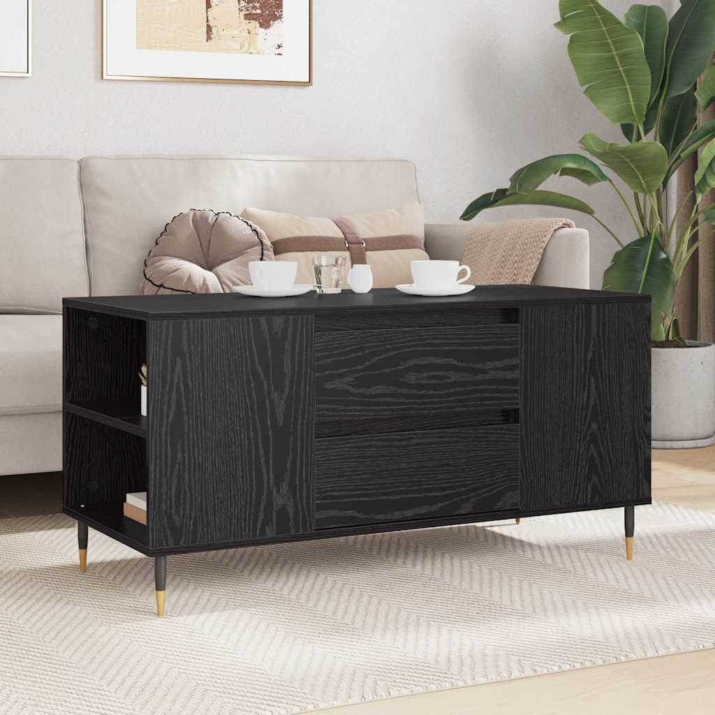 Tavolino da salotto con cassetto Rovere Nero 102 x 44,5 x 50 cm