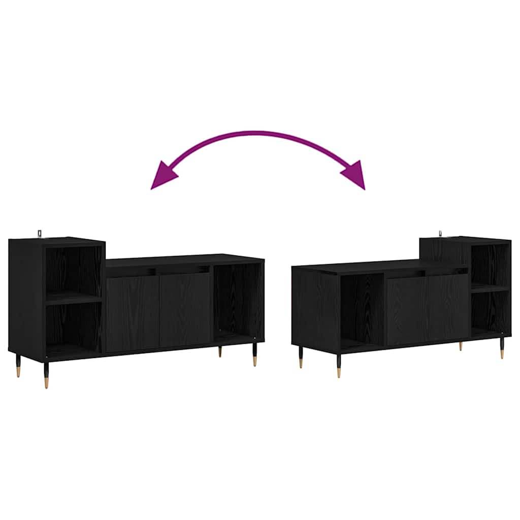 Mobile TV 100 x 35 x 55 cm Rovere Nero Legno ingegnerizzato