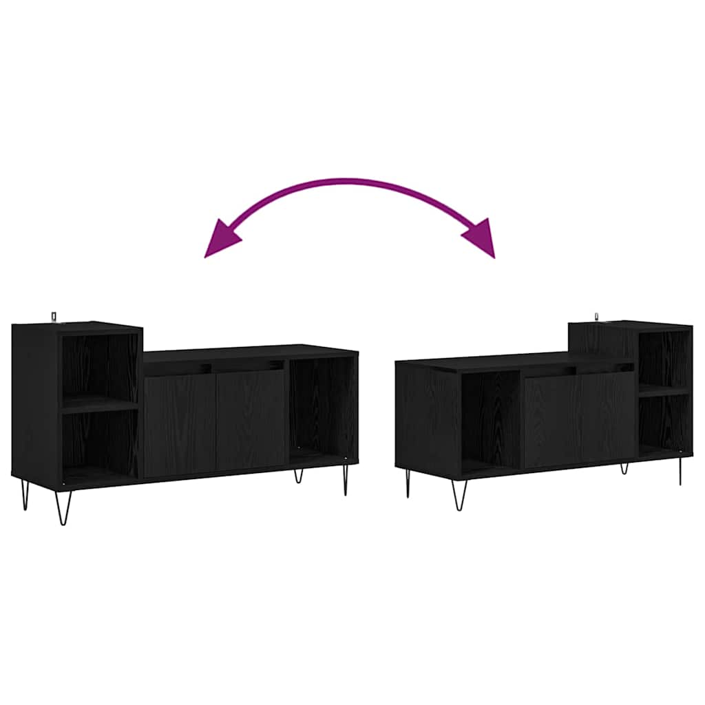 Mobile TV Rovere Nero 100 x 35 x 55 cm Legno multistrato | homemem39