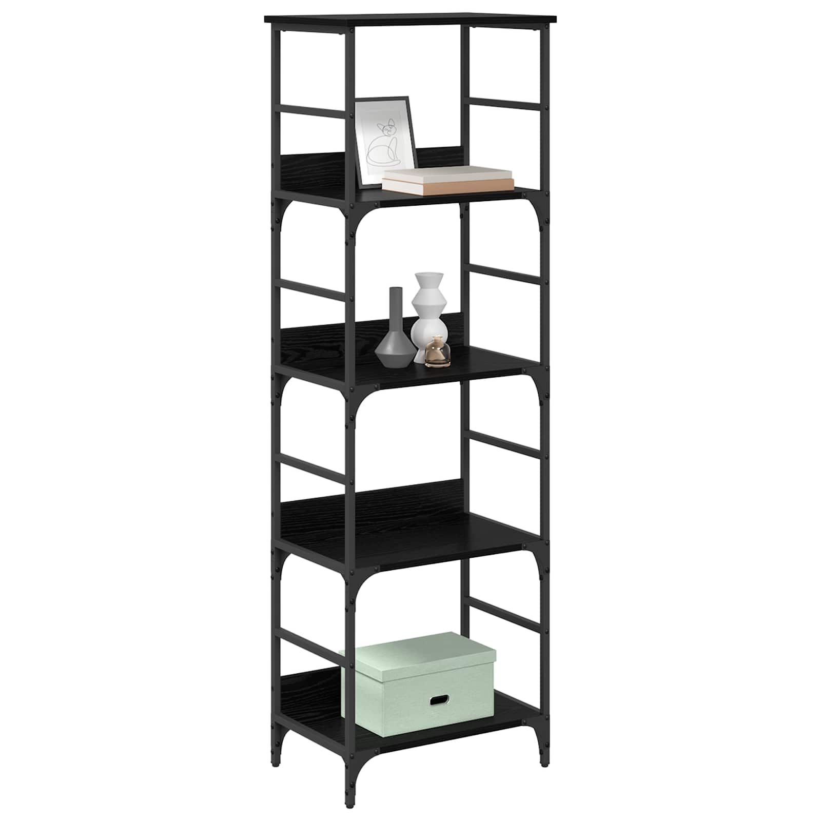 Libreria Rovere Nero 50 x 33 x 153 cm Legno multistrato | homemem39
