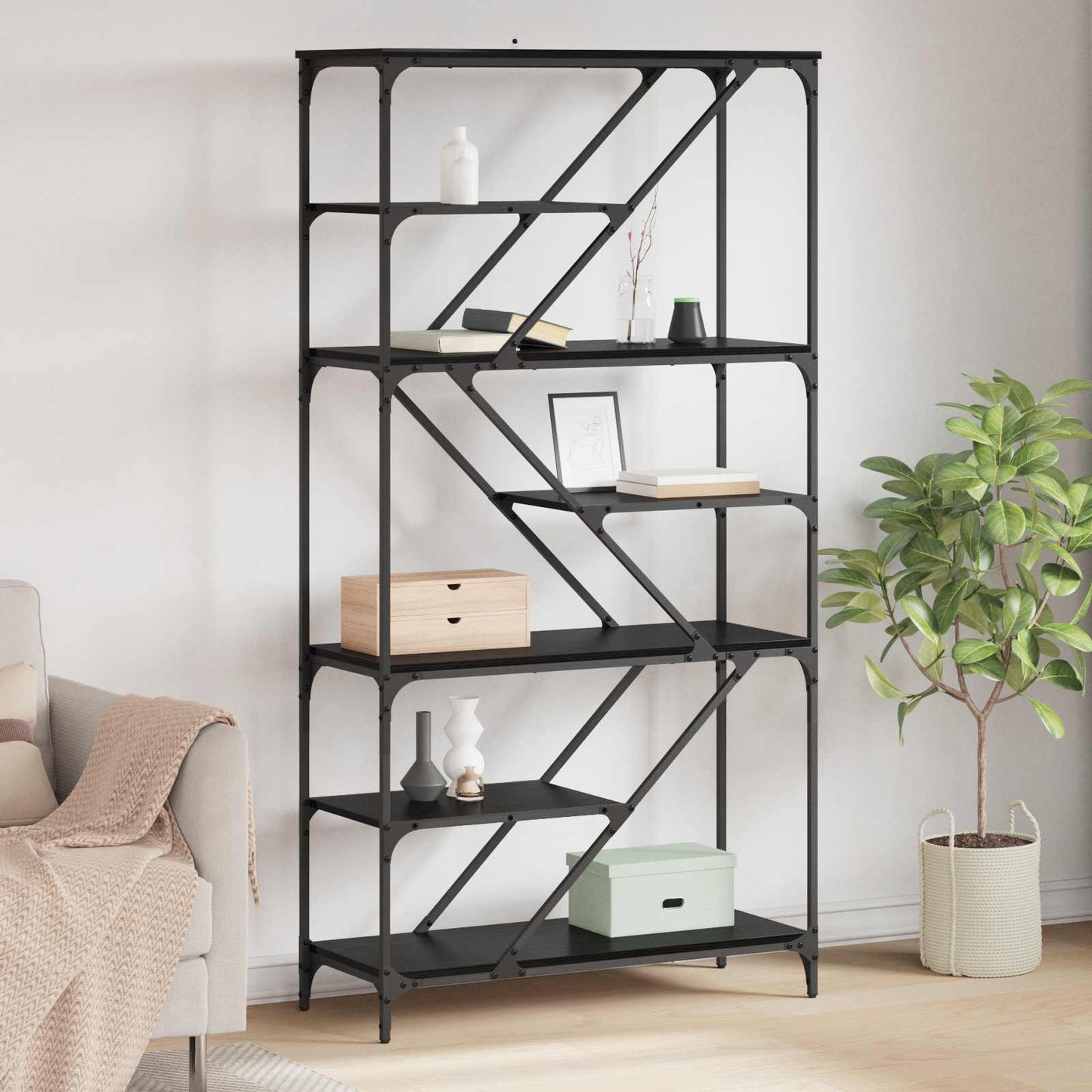 Libreria Rovere Nero 91 x 36 x 176 cm Legno multistrato | homemem39