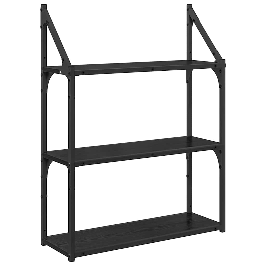 Scaffale da parete Rovere Nero 60 x 21 x 78,5 cm
