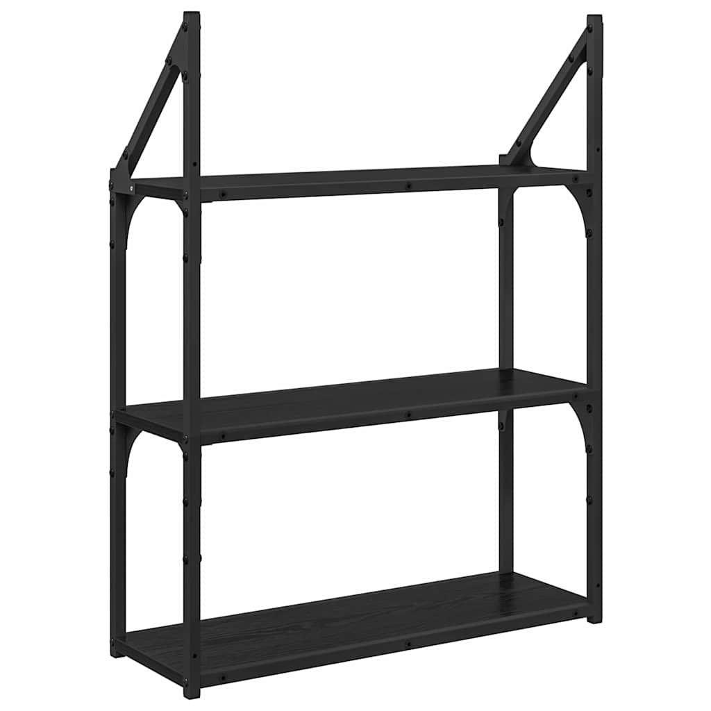 Scaffale da parete Rovere Nero 60 x 21 x 78,5 cm