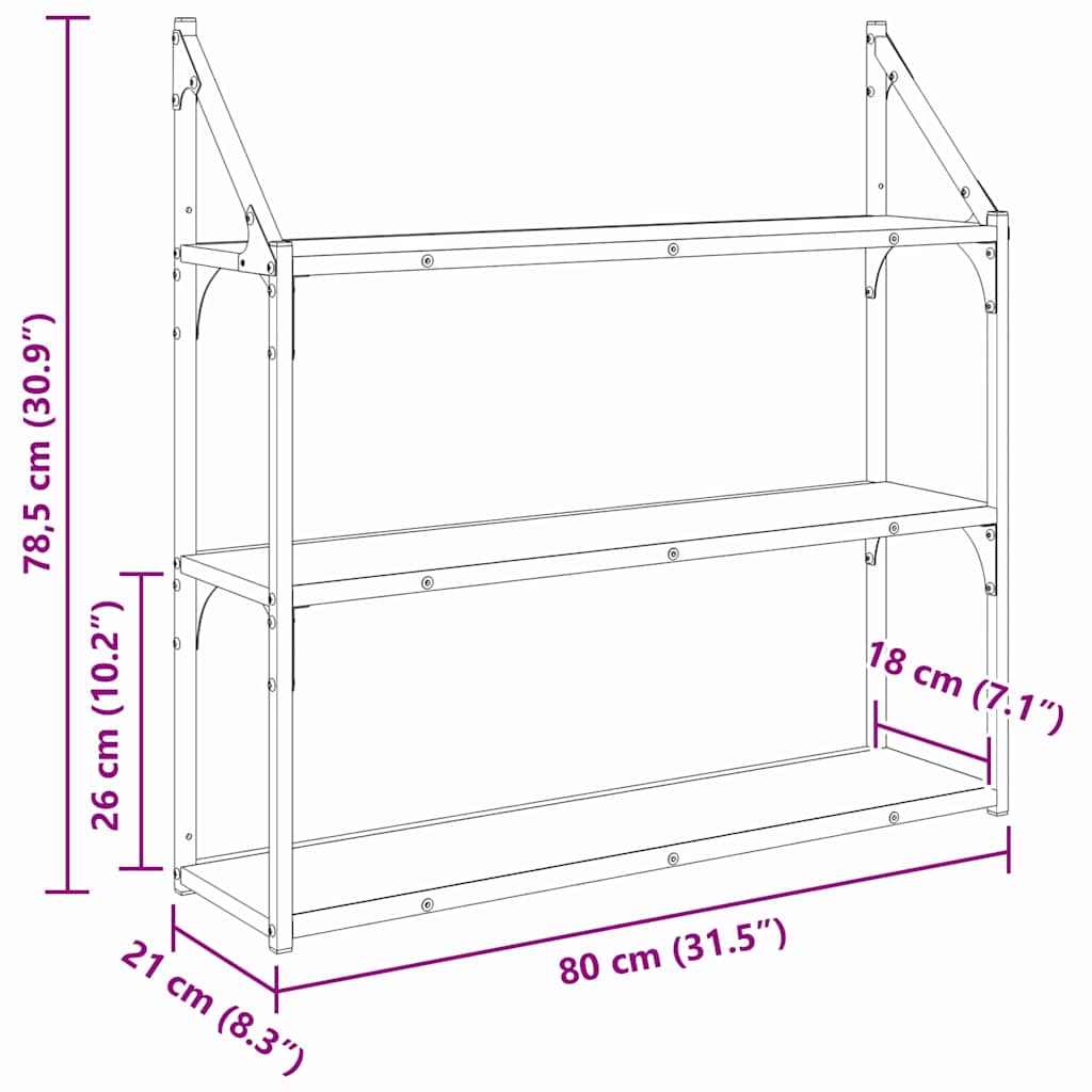 Scaffale da parete Legno vecchio 80 x 21 x 78,5 cm | homemem39