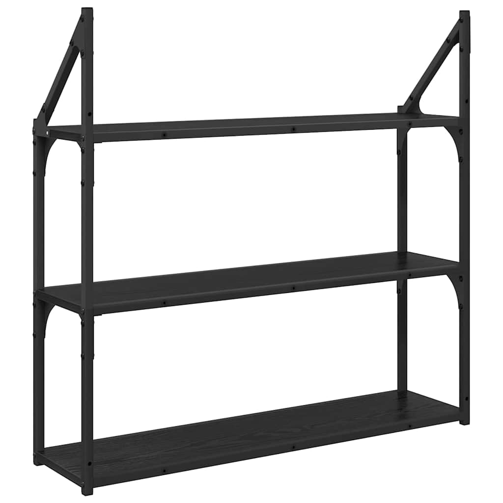 Scaffale da parete Rovere Nero 80 x 21 x 78,5 cm