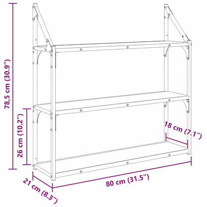 Scaffale da parete Rovere Nero 80 x 21 x 78,5 cm | homemem39