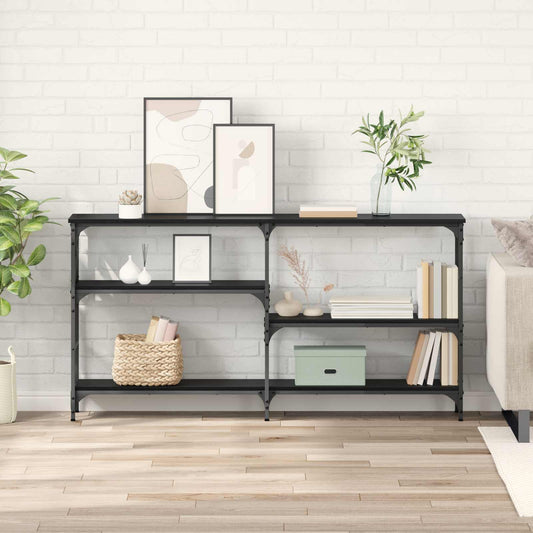 Tavolo consolle con lo scaffale Rovere Nero 150 x 29 x 76,5 cm | homemem39