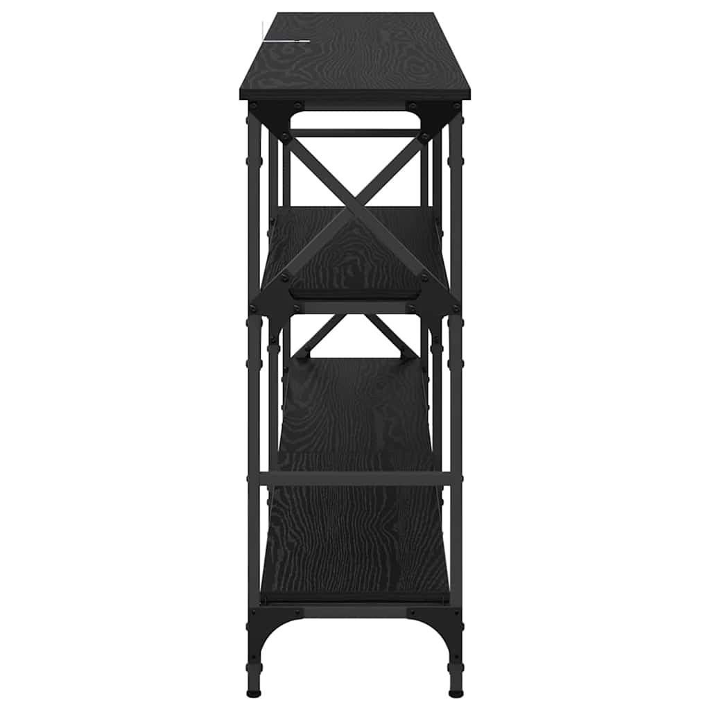 Tavolo consolle con lo scaffale Rovere Nero 150 x 29 x 76,5 cm
