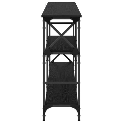 Tavolo consolle con lo scaffale Rovere Nero 150 x 29 x 76,5 cm