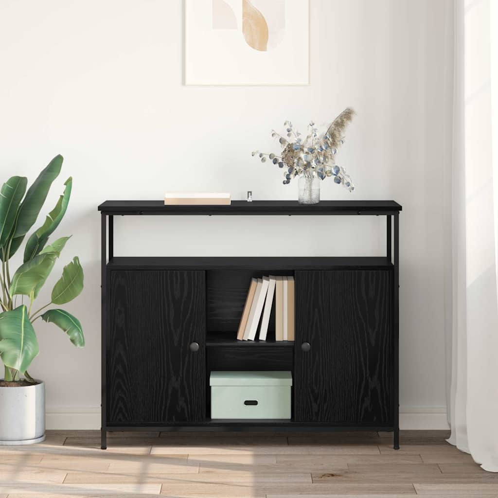 Credenza Rovere Nero 100 x 35 x 80 cm Legno multistrato