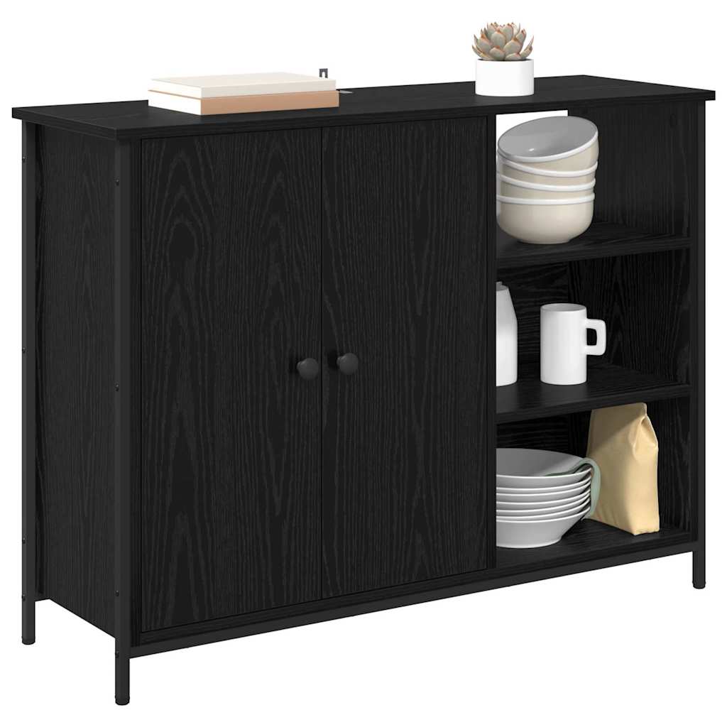 Credenza Rovere Nero 100 x 33 x 75 cm Legno multistrato