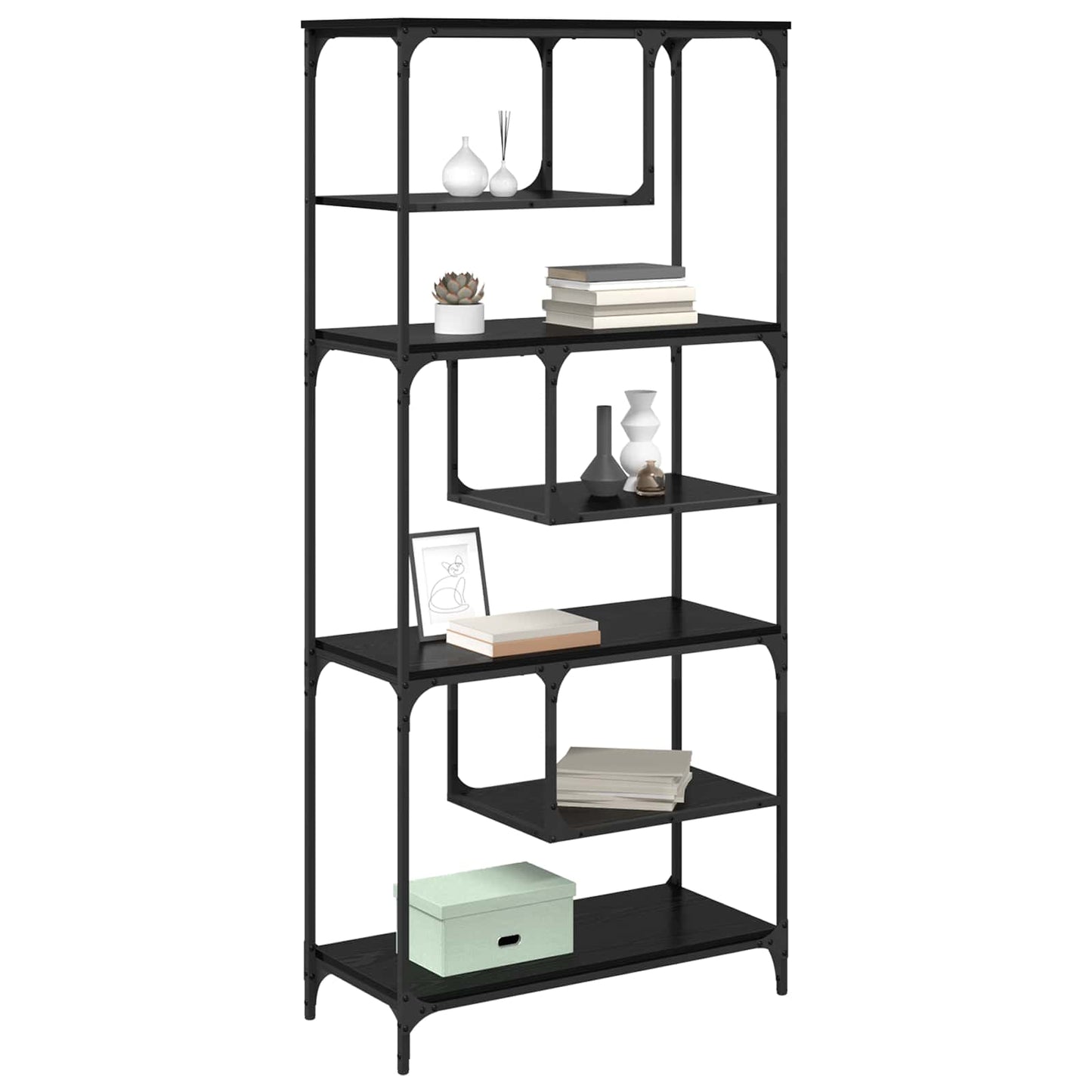 Libreria Rovere nero 81 x 36 x 176 cm Legno multistrato | homemem39