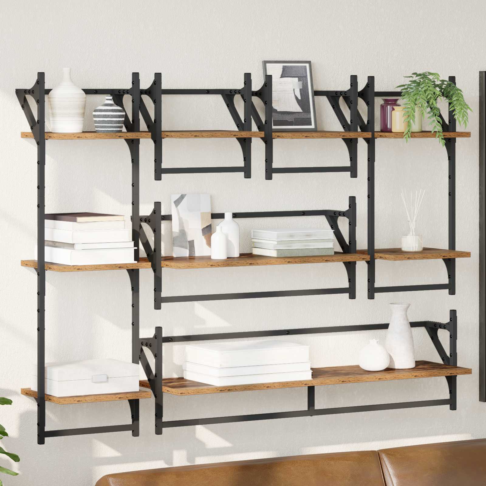 Set mensole da parete 6 pcs Legno vecchio 100 x 25 x 30 cm | homemem39