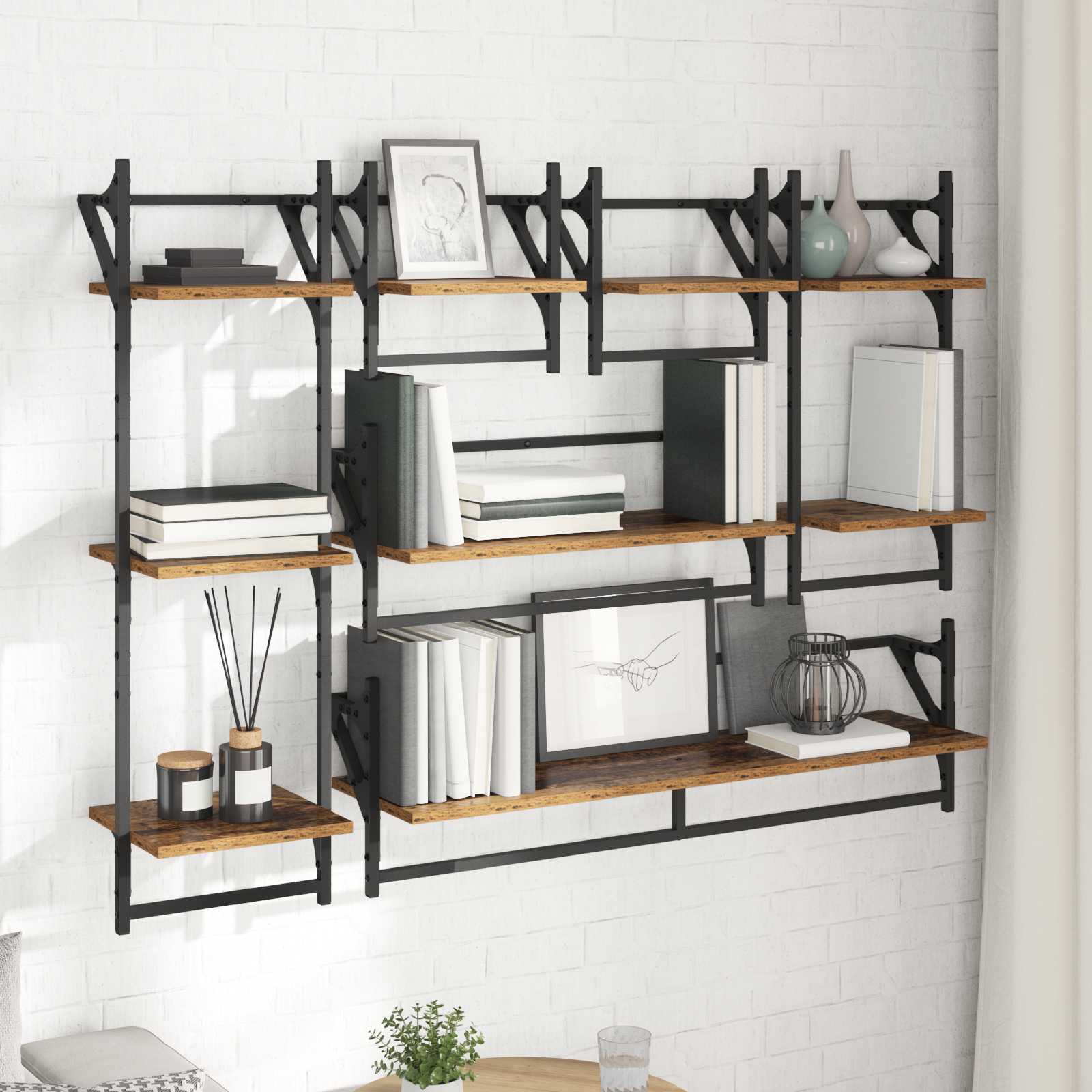 Set mensole da parete 6 pcs Legno vecchio 100 x 25 x 30 cm | homemem39