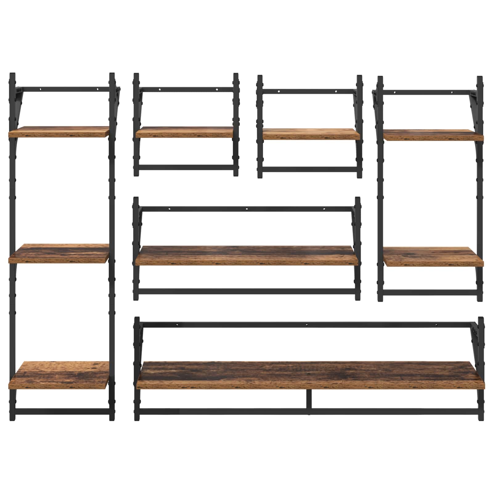 Set mensole da parete 6 pcs Legno vecchio 100 x 25 x 30 cm | homemem39