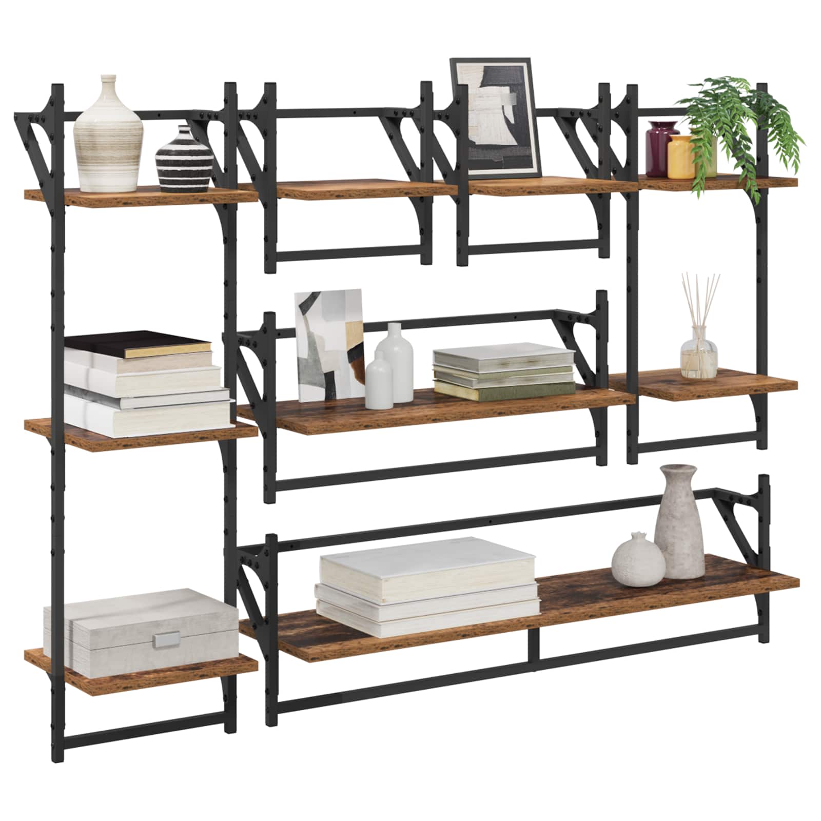 Set mensole da parete 6 pcs Legno vecchio 100 x 25 x 30 cm | homemem39