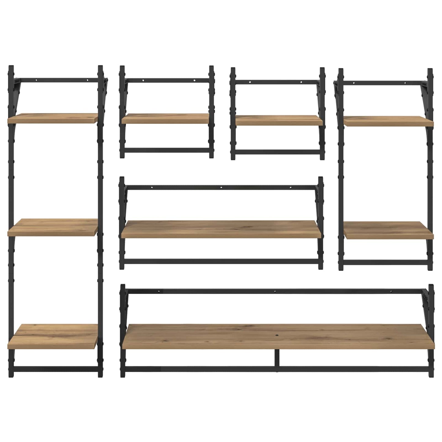 Set mensole da parete A parete 6 pcs Rovere artigianale | homemem39
