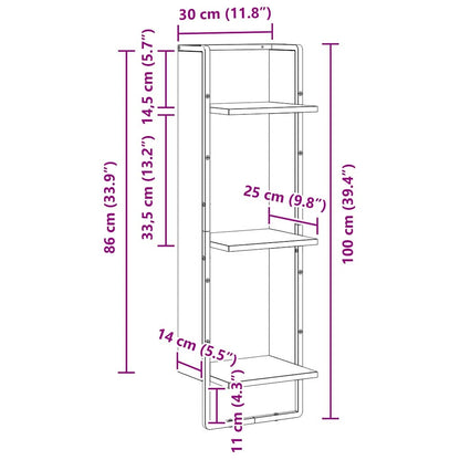 Scaffale da parete Legno vecchio 30 x 25 x 100 cm | homemem39