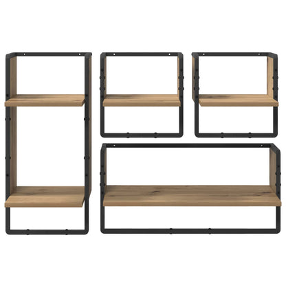 Set mensole da parete A parete 4 pcs Rovere artigianale | homemem39