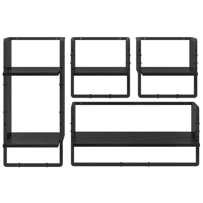 Set mensole da parete 4 pcs Rovere Nero 65 x 25 x 30 cm | homemem39