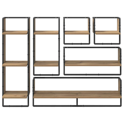 Set mensole da parete A parete 6 pcs Rovere artigianale | homemem39