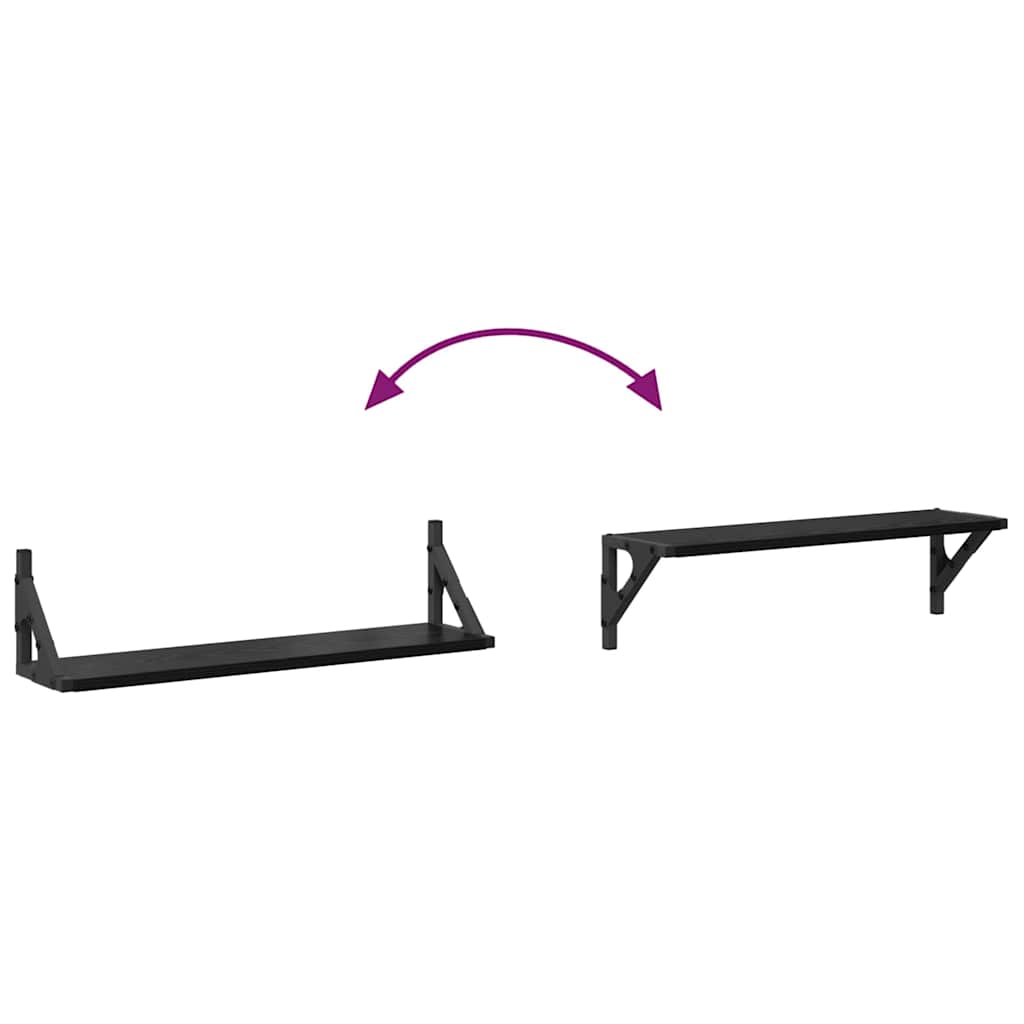 Scaffali da parete 2 pcs Rovere Nero 60 x 15 x 15,5 cm