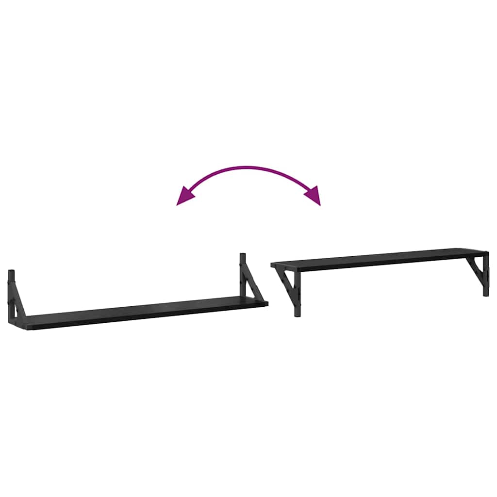 Scaffali da parete 2 pcs Rovere Nero 80 x 15 x 15,5 cm