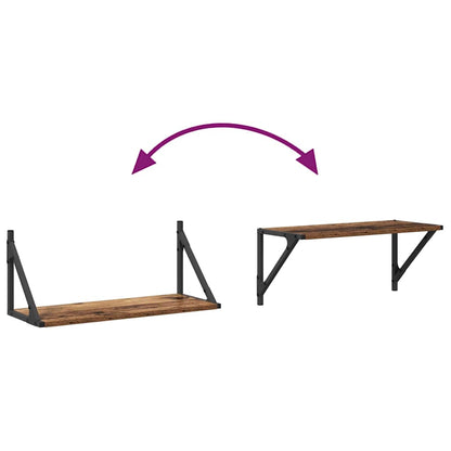 Scaffali da parete 2 pcs Legno vecchio 60 x 25 x 25,5 cm