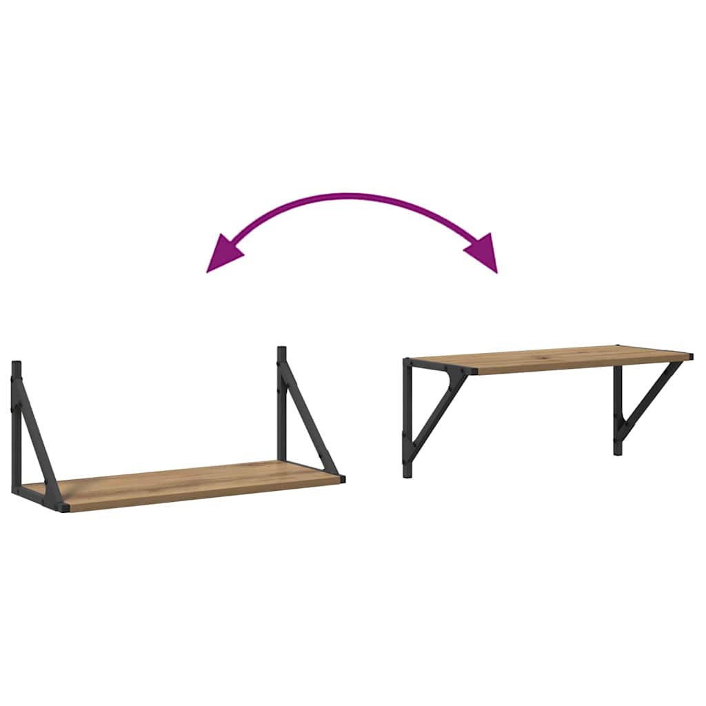 Scaffali da parete A parete 2 pcs Rovere artigianale | homemem39