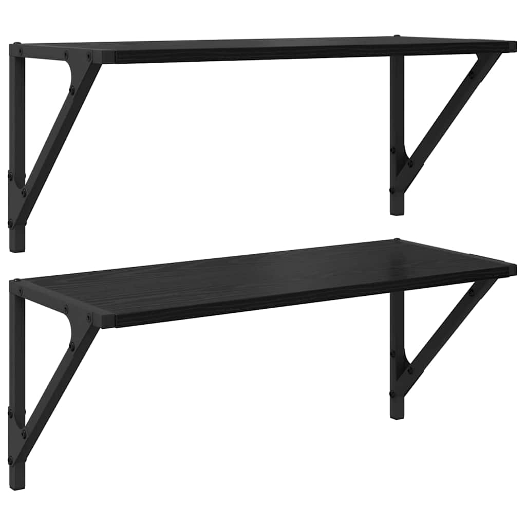 Scaffali da parete 2 pcs Rovere Nero 60 x 25 x 25,5 cm