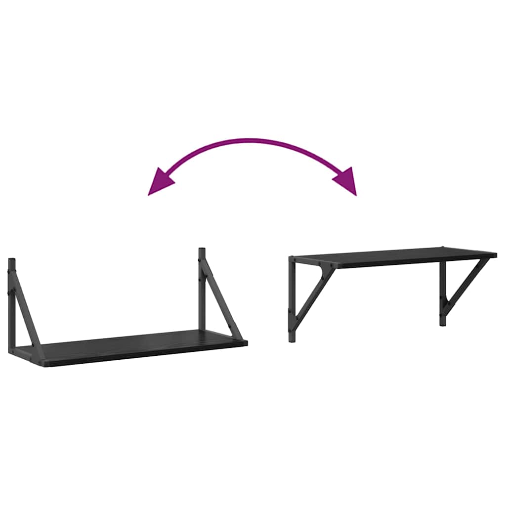 Scaffali da parete 2 pcs Rovere Nero 60 x 25 x 25,5 cm | homemem39