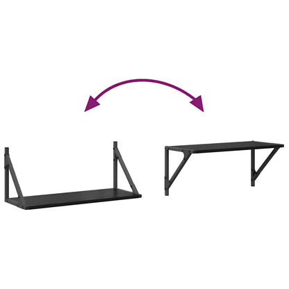 Scaffali da parete 2 pcs Rovere Nero 60 x 25 x 25,5 cm | homemem39