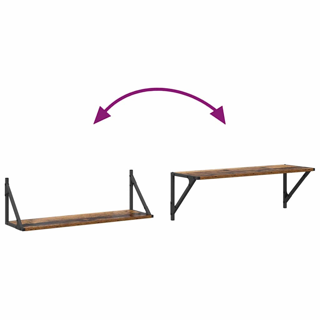 Scaffali da parete 2 pcs Legno vecchio 80 x 25 x 25,5 cm